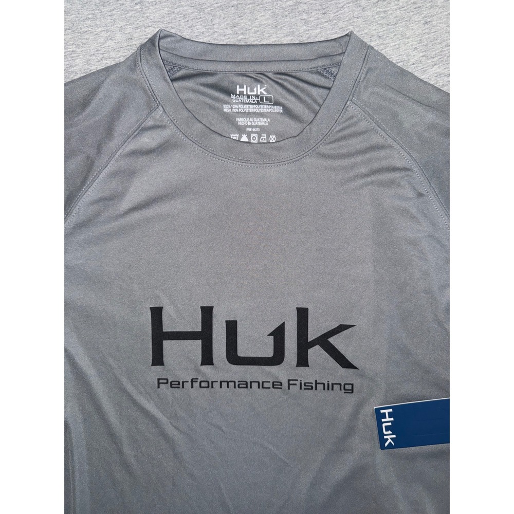 Huk Mens Vented Pursuit Fishing Shirt Gray New UPF 50+ Lightweight Size Large